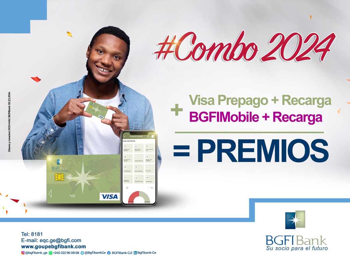 Para unas vacaciones llenas de emoción utiliza el calculo perfecto de BGFIBank G.E

ACUERDATE que puedes ser uno de los ganadores.

Para más información:
📍 Agencias de BGFIBank G.E.
📞 8181/ +240 222 960 868
📧 eqc.ge@bgfi.com
