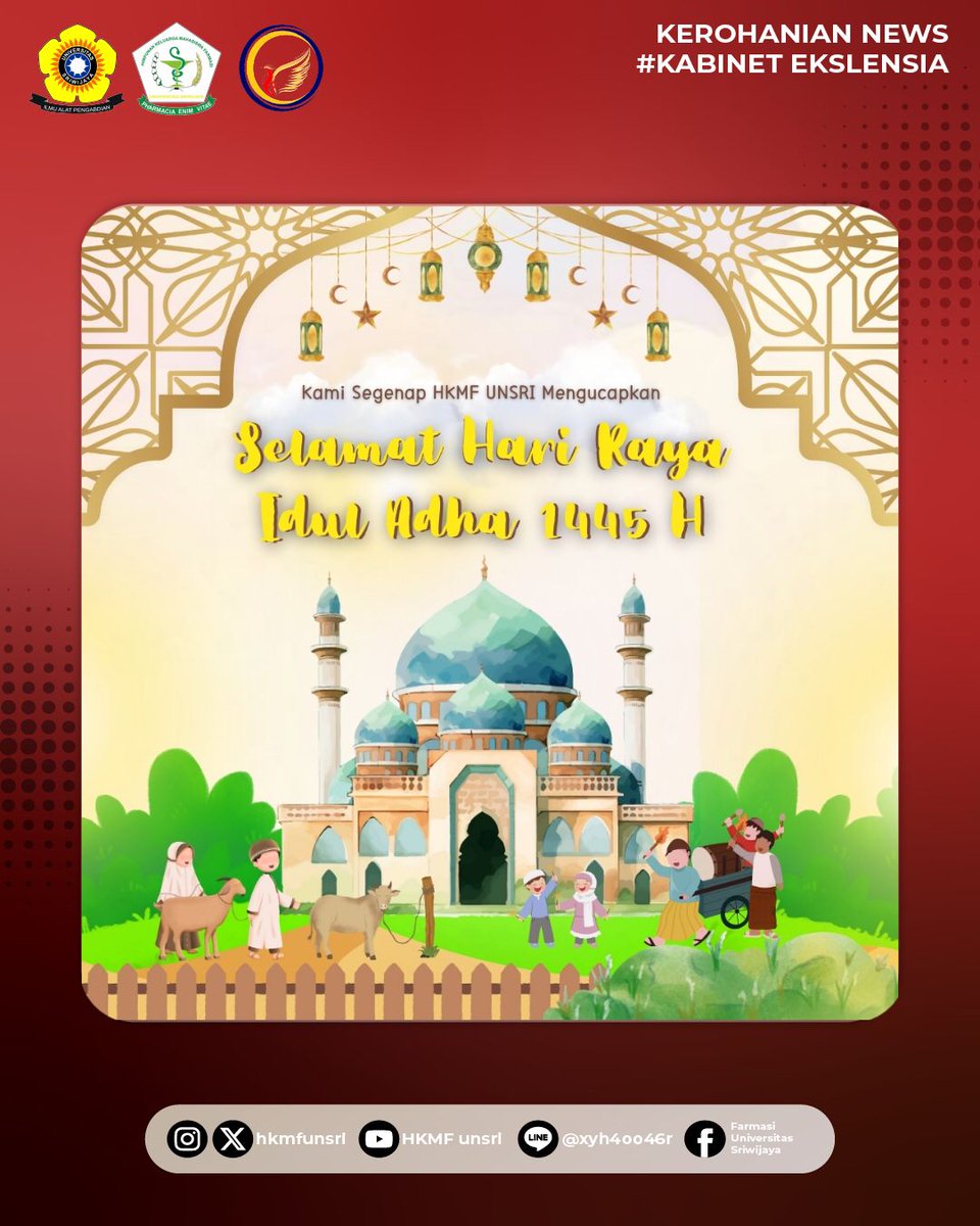 HKMFunsri's tweet photo. [Selamat Hari Raya Idul Adha]

“Dan sempurnakanlah bilangan Ramadhan, dan bertakbirlah kalian kepada Allah”. 
(QS. Al-Baqarah: 185)

Selamat hari raya Idul Adha. Mari kita lupakan kesalahan di masa lalu dengan maaf memaafkan dan semoga Allah memberikan kita kebahagiaan dan https://t.co/H0QwFjxe8P