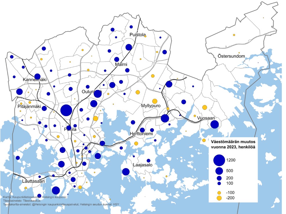 Helsingin väestö kasvoi viime vuonna ennätysnopeasti. Tuoreessa blogikirjoituksessa kuvataan tarkemmin sitä, mistä vuoden väestönkasvu koostui sekä mille alueille ja mihin väestöryhmiin se keskittyi. #tilasto #helsinki kaupunkitieto.hel.fi/fi/helsingin-e…