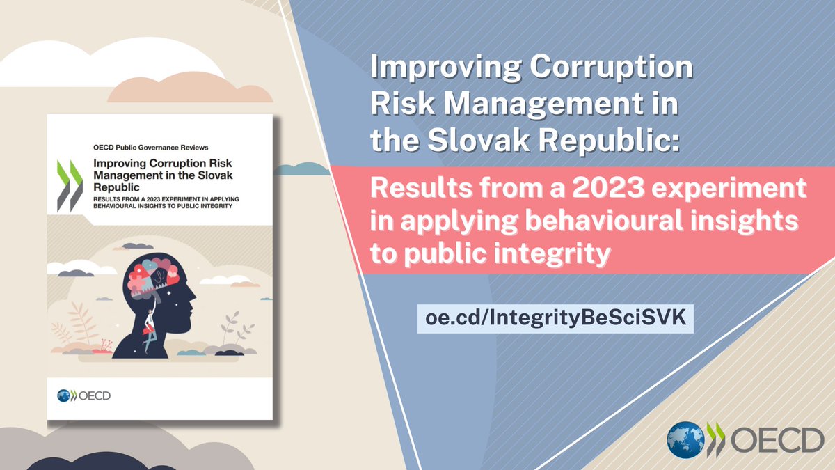 OECD Observatory of Public Sector Innovation (@opsigov) on Twitter photo An effective #corruption risk management system is crucial for public #integrity➡️our experimental findings from 🇸🇰 show that #BehaviouralScience can promote better risk communication practices
🆕OECD & @strakovkareport, supported by <a href="/EEANorwayGrants/">EEA and Norway Grants</a>
🔗oe.cd/IntegrityBeSci… An effective #corruption risk management system is crucial for public #integrity➡️our experimental findings from 🇸🇰 show that #BehaviouralScience can promote better risk communication practices
🆕OECD & @strakovkareport, supported by <a href="/EEANorwayGrants/">EEA and Norway Grants</a>
🔗oe.cd/IntegrityBeSci…