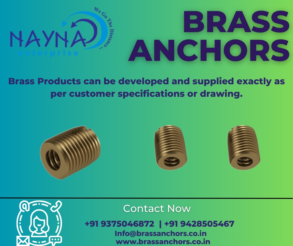 Manufacturer and supplier Nayna Enterprise. We produce bolts, nuts, washers, and other fastener products in our own plant in India. Contact me with questions. +91-9375046872| 9428505467  info@brassanchors.co.in
brassanchors.co.in
#brassanchors #brassinserts #brassnuts