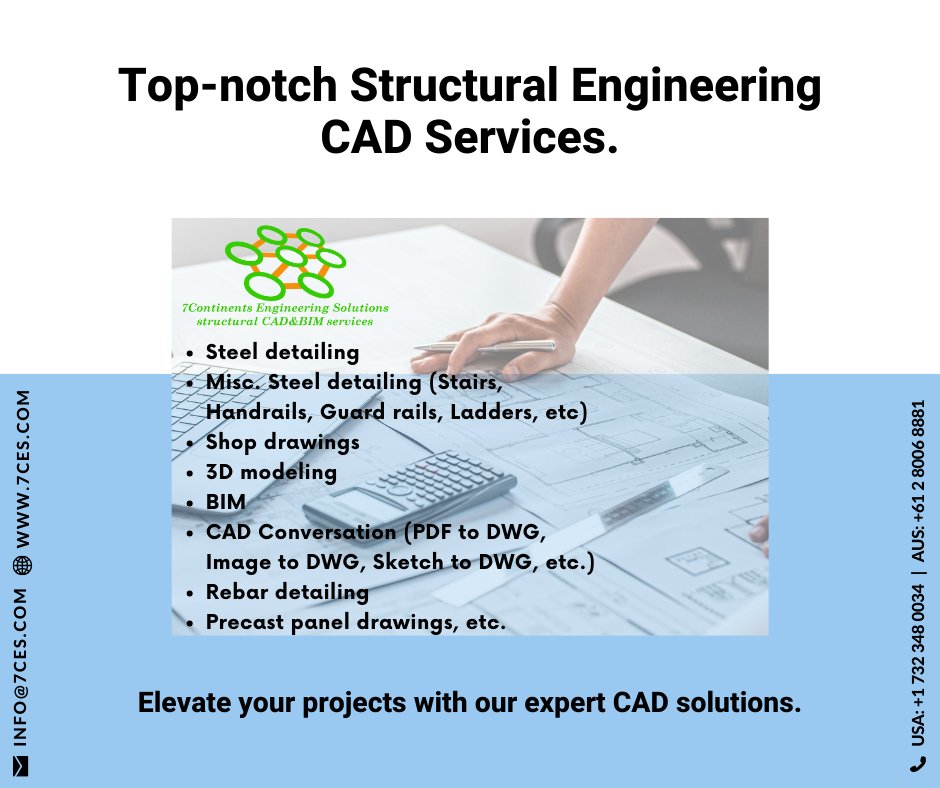 7continentseng's tweet photo. Seeking top-notch Structural Engineering CAD Services? Your search ends here! Our skilled team excels in utilizing cutting-edge CAD tools to bring your projects to life. Reach out to explore how we can turn your vision into reality #StructuralEngineering #CADServices #caddrafting https://t.co/wkwD9gs2aR
