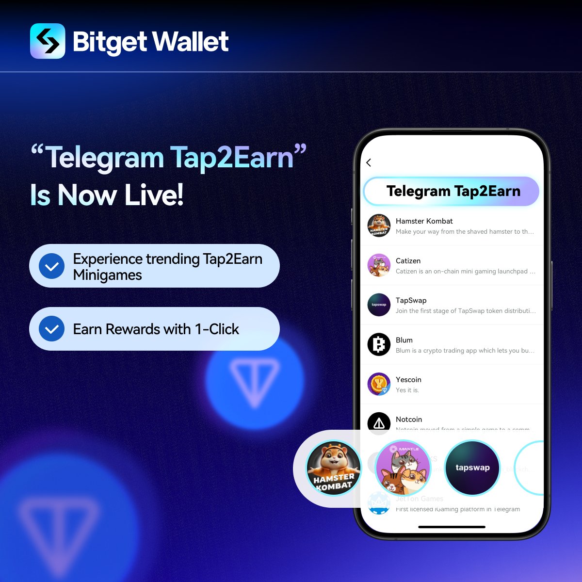 🎮 Enjoy #TON #Tap2Earn Games with #BitgetWallet! @ton_blockchain 💰 The  