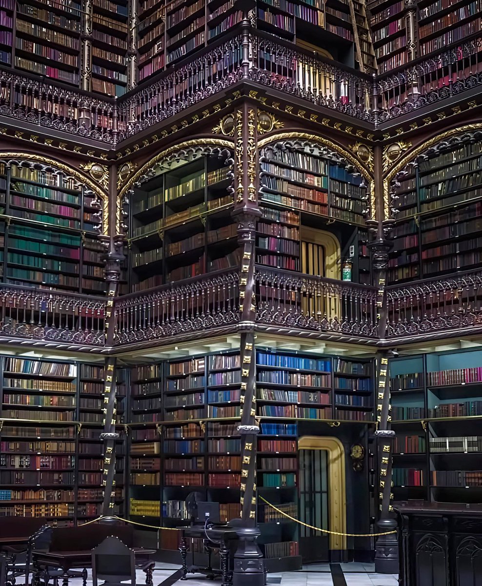 Steampunk_T's tweet photo. The Royal Portuguese Reading Room, Brazil: A 19th Century Gem 🏛️📖

Founded in 1837 in Rio de Janeiro, this library houses the largest collection of Portuguese literature outside Portugal. Its colorful shelves and busts of famous writers create a magical atmosphere. https://t.co/CIRYDNmjrP
