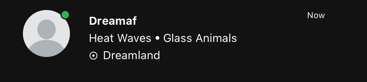 dwt_spotify's tweet photo. Heat Waves • Glass Animals

7:49AM EST https://t.co/QLRI0IgRBo