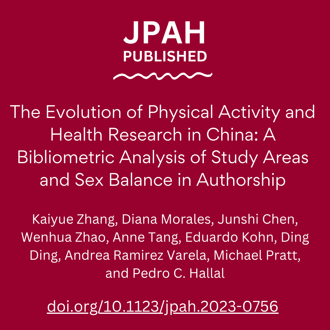 JPAHjournal's tweet photo. Despite a recent surge in #physicalactivity research in China, there is a mismatch between population size &amp; availability of PA interventions. This study highlights the need for ⬆️ share of research focus on both intervention &amp; policy https://t.co/UWx8cFa4tI Currently 🆓 to read https://t.co/ti9amujNtR