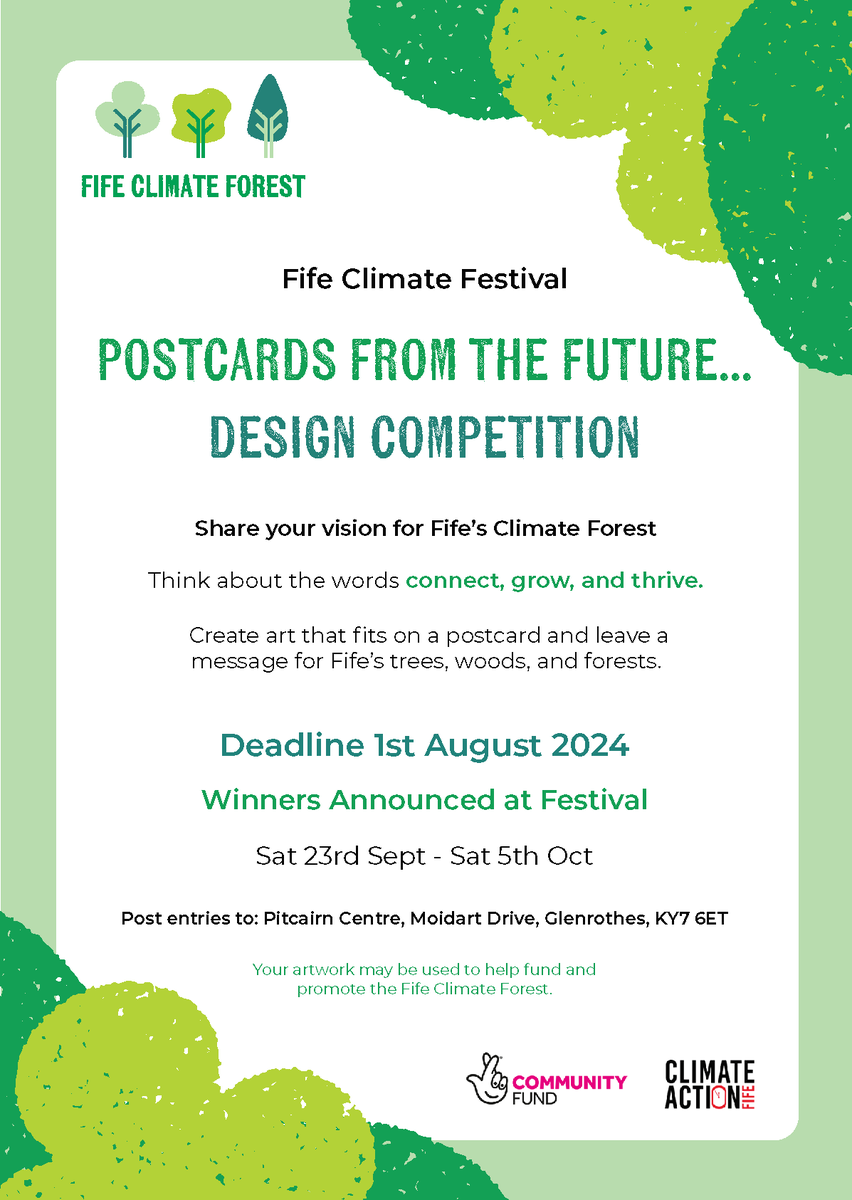 A new competition by <a href="/ClimateActFife/">Climate Action Fife</a> and partners has just launched. 

It aims to showcase the shared vision and aspirations for the Fife Climate Forest. 🌲

For more info and to participate, click: climateactionfife.org.uk/projects/commu…
