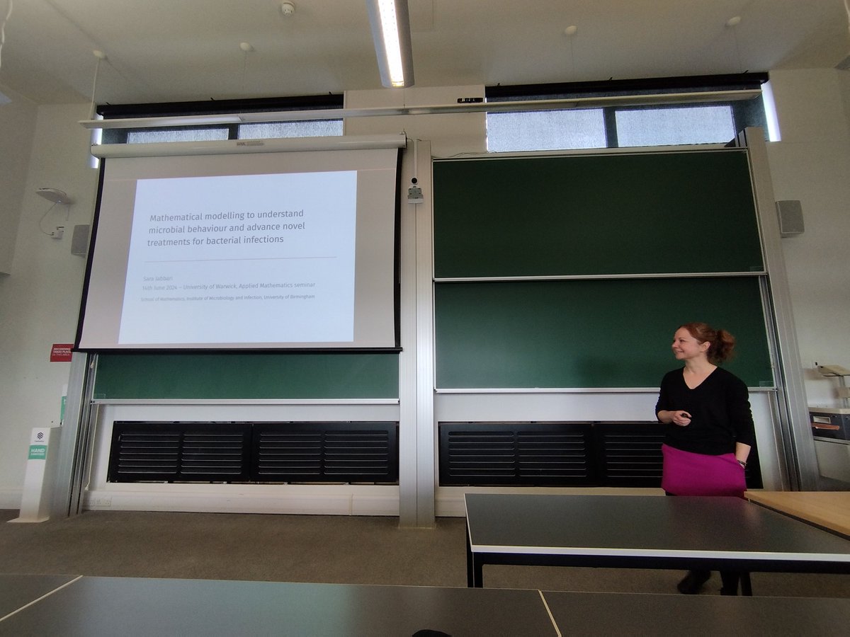Ferran Brosa Planella (@brosaplanella) on Twitter photo Last week our speaker in the <a href="/WMI_research/">Warwick Mathematics Institute Research</a> Applied Maths Seminar was Sara Jabbari (<a href="/unibirmingham/">Uni of Birmingham</a>), presenting her work on modelling of novel antimicrobials. Last week our speaker in the <a href="/WMI_research/">Warwick Mathematics Institute Research</a> Applied Maths Seminar was Sara Jabbari (<a href="/unibirmingham/">Uni of Birmingham</a>), presenting her work on modelling of novel antimicrobials.