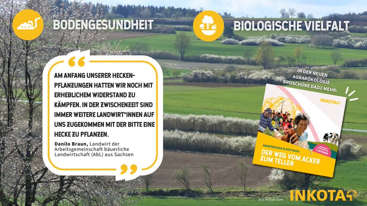 Wüstenbildung verschärft bestehende Probleme wie mangelnde Ernährungssicherheit &amp; Verlust der Artenvielfalt. Aber es geht auch anders. Mit Agrarökologie! Konkret mit der Pflanzung von Feldhecken. Wie das hilft? Erfahrt es hier: inkota.de/agraroekologie… #TagDerWüstenbildung.