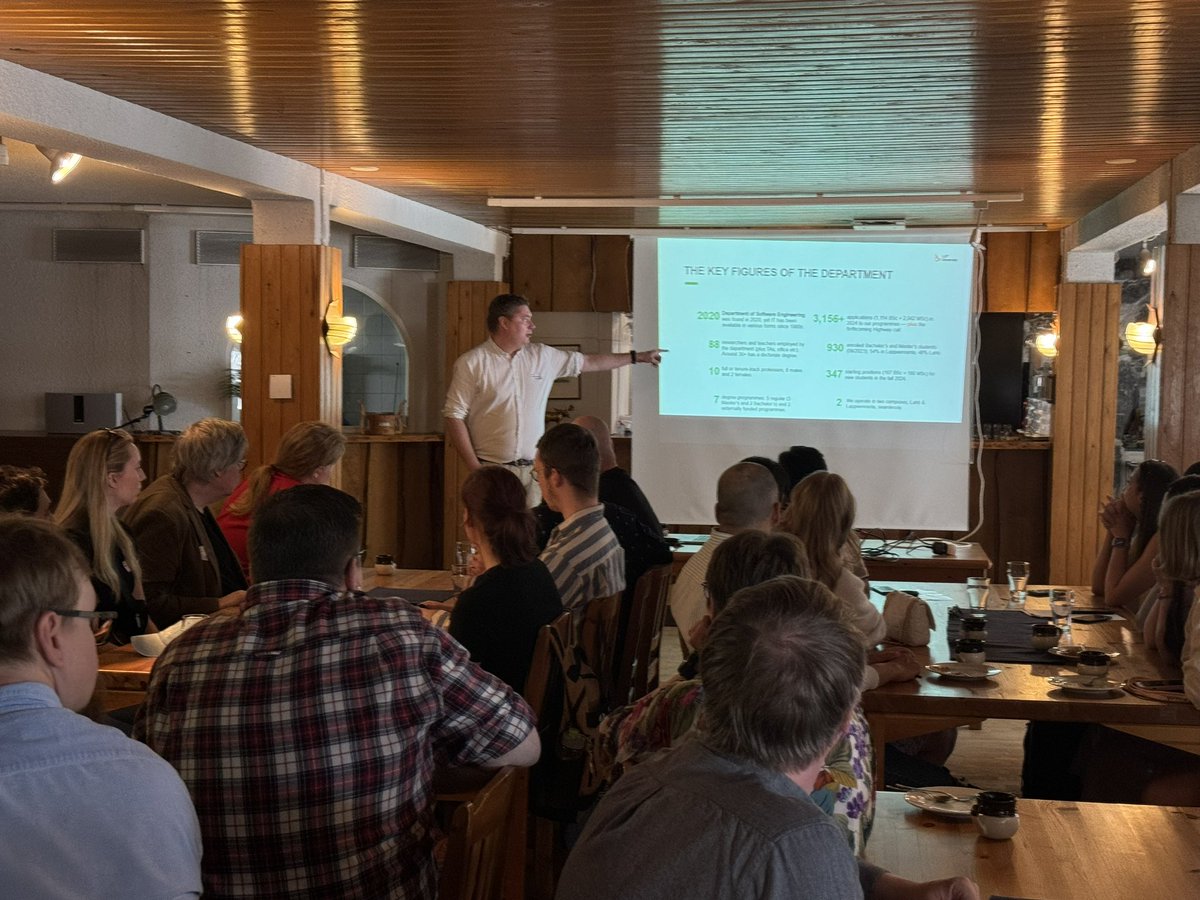 smnyla's tweet image. Four years ago at the @LUTsoftware strategy day, we decided to grow in number and quality, and to become the happiest software engineering department in Finland. Now, we are big, happy (🩷), doing well in publications - and enjoyed an awesome department summer day in Hollola (: