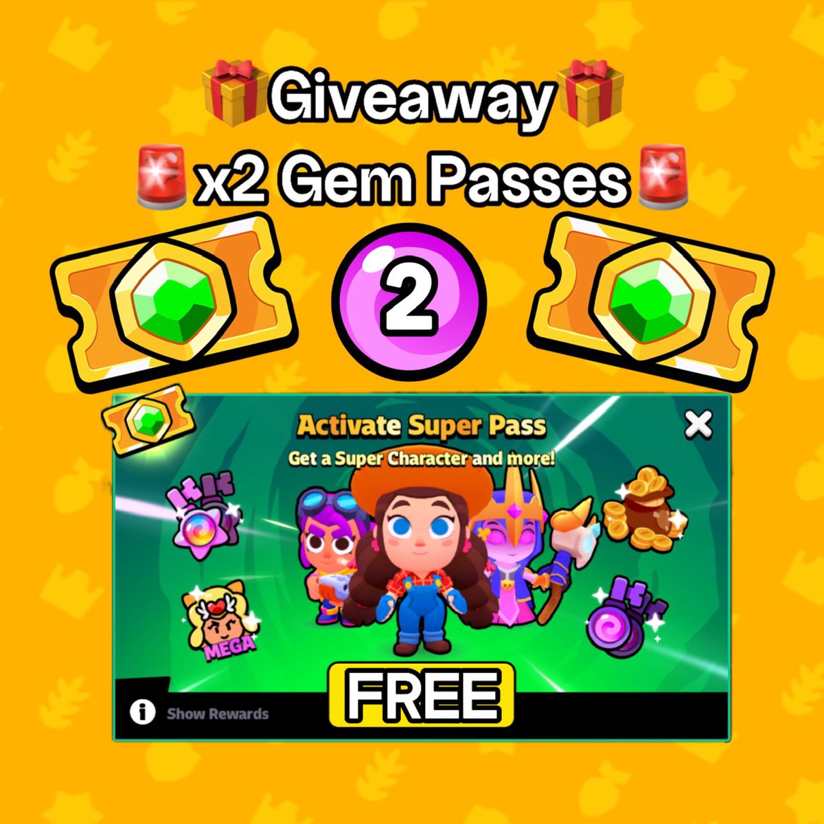 SquadBustersHUB (@squadbustershub) on Twitter photo 🎁GIVEAWAY🎁
As promised, it’s time to giveaway 2 Gem Passes!
To Enter, Follow 👇
👤 <a href="/SquadBustersHUB/">SquadBustersHUB</a>
👤 @TeamWildSideGG
👤 @twsapprl
📌 Like ❤️ + Retweet 🔄
📌 Tag 2 Friends 💬
The winners will be announced on July 1st, Good luck to everyone! 🍀
#SquadBusters 🎁GIVEAWAY🎁
As promised, it’s time to giveaway 2 Gem Passes!
To Enter, Follow 👇
👤 <a href="/SquadBustersHUB/">SquadBustersHUB</a>
👤 @TeamWildSideGG
👤 @twsapprl
📌 Like ❤️ + Retweet 🔄
📌 Tag 2 Friends 💬
The winners will be announced on July 1st, Good luck to everyone! 🍀
#SquadBusters