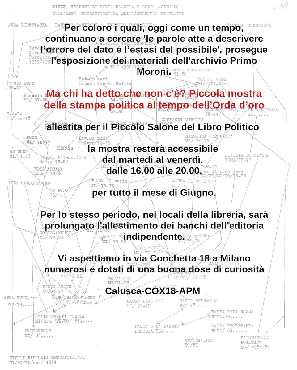 "Ma chi ha detto che non c'è? Piccola mostra della stampa politica al tempo dell’Orda d’oro", allestita per il Piccolo Salone del Libro Politico, resterà accessibile dal martedì al venerdì, dalle 16.00 alle 20.00, per tutto il mese di Giugno.