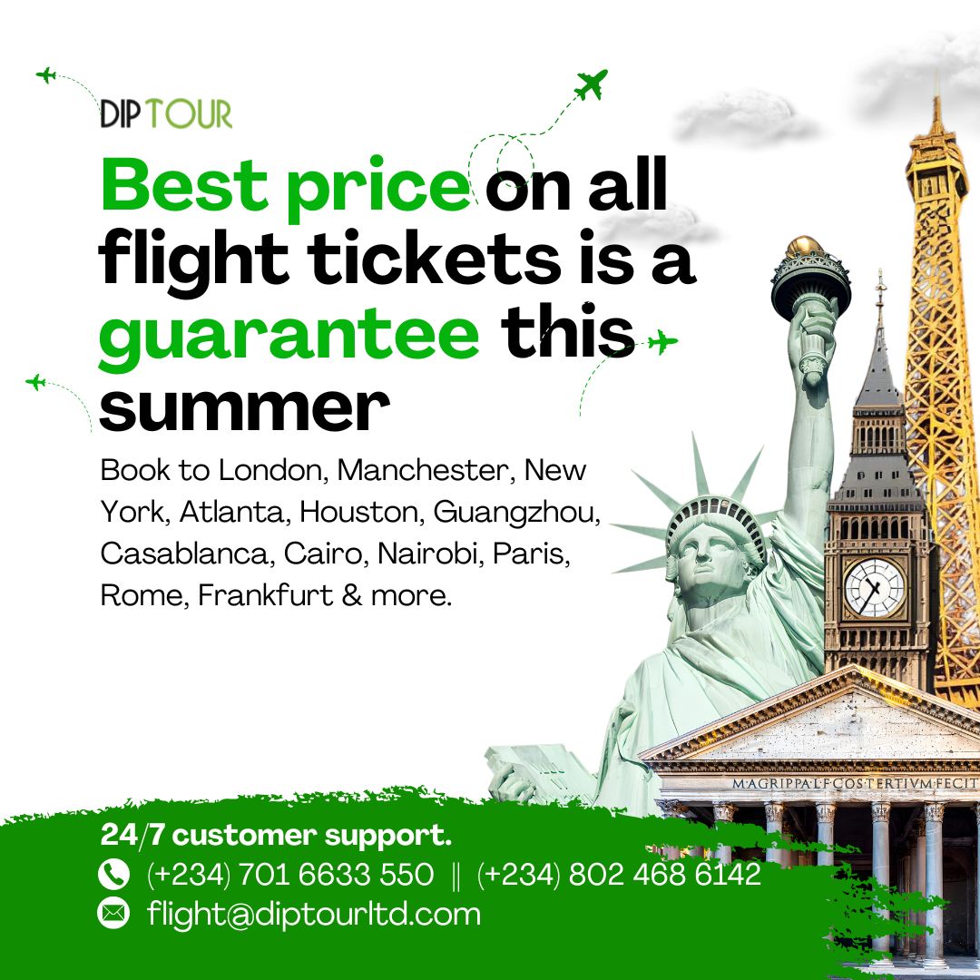 diptourltd's tweet photo. Top guarantees you need this summer ๐๐ฝ
1. Good vibes guarantee
2. Love guarantee
3. Flight ticket guarantee
4.
5.
Add yours.....
#diptourltd #diptour #travelcompanyinlagos #visaserviceinlagos #flightdeal #flightdealsdaily #cheapflight #cheapflightdeals #cheapflighttickets https://t.co/gECbbdlS9k