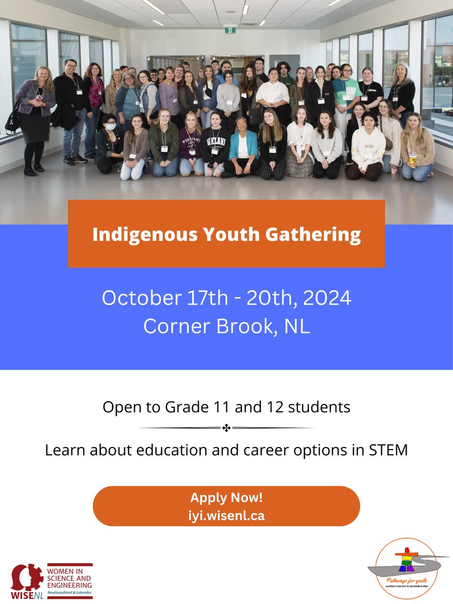 We are pleased to announce that registration is now open for our 2024 Indigenous Youth Gathering! This will be taking place at Grenfell Campus in Corner Brook and is open to Grade 11 and 12 students. 

For more information and links to register, visit iyi.wisenl.ca