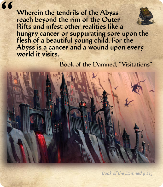 GolarionToday's tweet photo. Quote: Wherein the tendrils of the Abyss reach beyond the rim of the Outer Rifts and infest other realities…
https://t.co/7TKa1GRB8A
#Tabris #BookOfTheDamned #Visitations https://t.co/W3LiAGbYuH