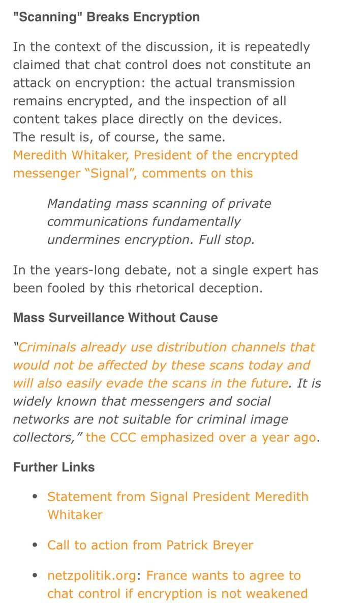 Meredith Whittaker (@mer__edith) on Twitter photo Excellent and clear statement from <a href="/chaosupdates/">CCC Updates</a>, who are holding the line as ever on encryption and fundamental rights in the EU and everywhere❤️🙏
ccc.de/en/updates/202… Excellent and clear statement from <a href="/chaosupdates/">CCC Updates</a>, who are holding the line as ever on encryption and fundamental rights in the EU and everywhere❤️🙏
ccc.de/en/updates/202…