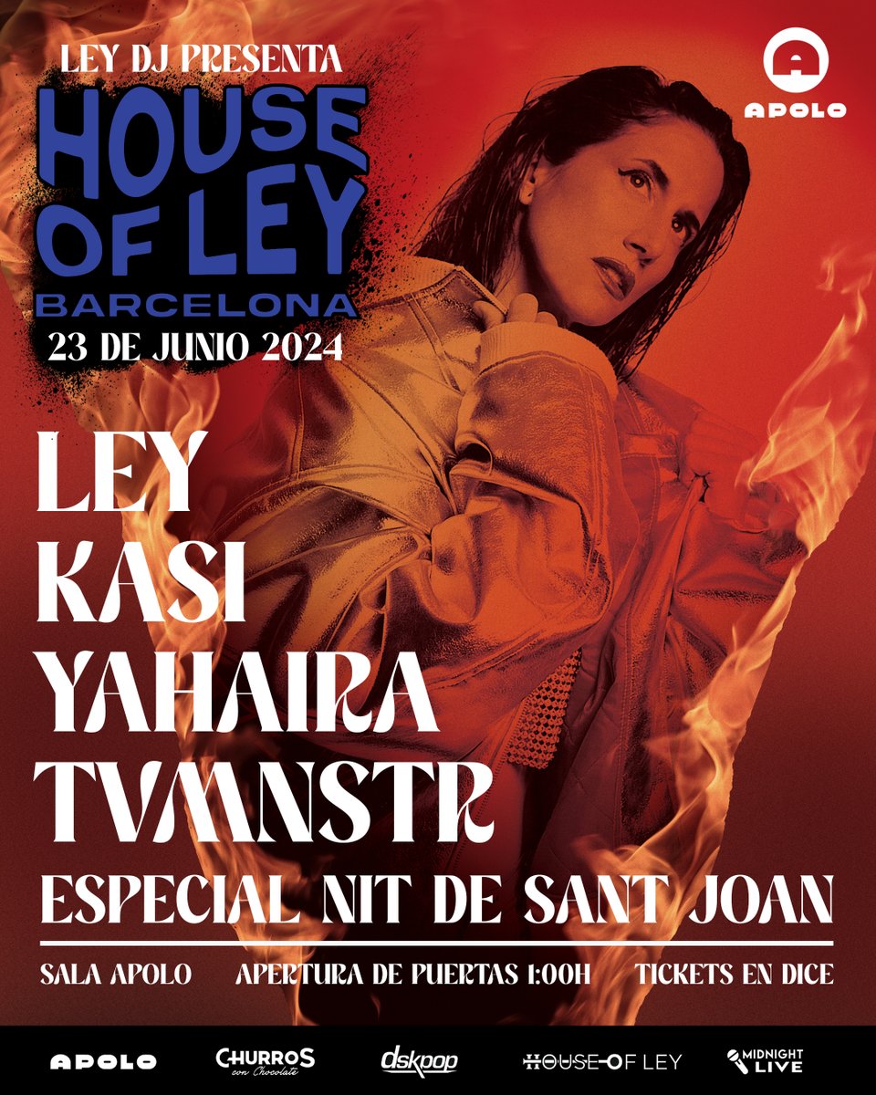 🗝️ Especial Nit de Sant Joan by House of Ley en @sala_apolo ✨ ¡Celebremos juntos la verbena en la casa de <a href="/Ley_dj/">Ley</a> 🏠 Contaremos con los dj sets de <a href="/Yahairadj/">Yahaira</a>, <a href="/clubofkasi/">KASI</a>, <a href="/tvmnstr/">TvMnstr</a>, y Ley Dj 🎶 ¡No te lo puedes perder! 🕓 A partir de las 1:00h ⭐️
🎟link.dice.fm/nlLyarWfdKb?sh…