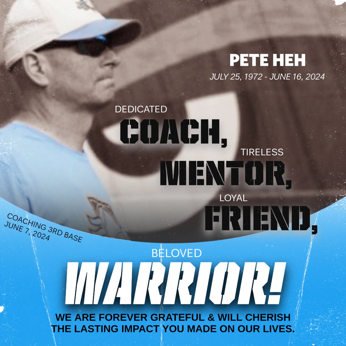 Today, we honor the legacy of Coach Pete Heh, who has been with Hardball since the beginning. Pete was an incredible mentor on and off the field. Despite battling cancer, he continued to coach and do what he loved. 

Pete, your legacy will forever inspire us!