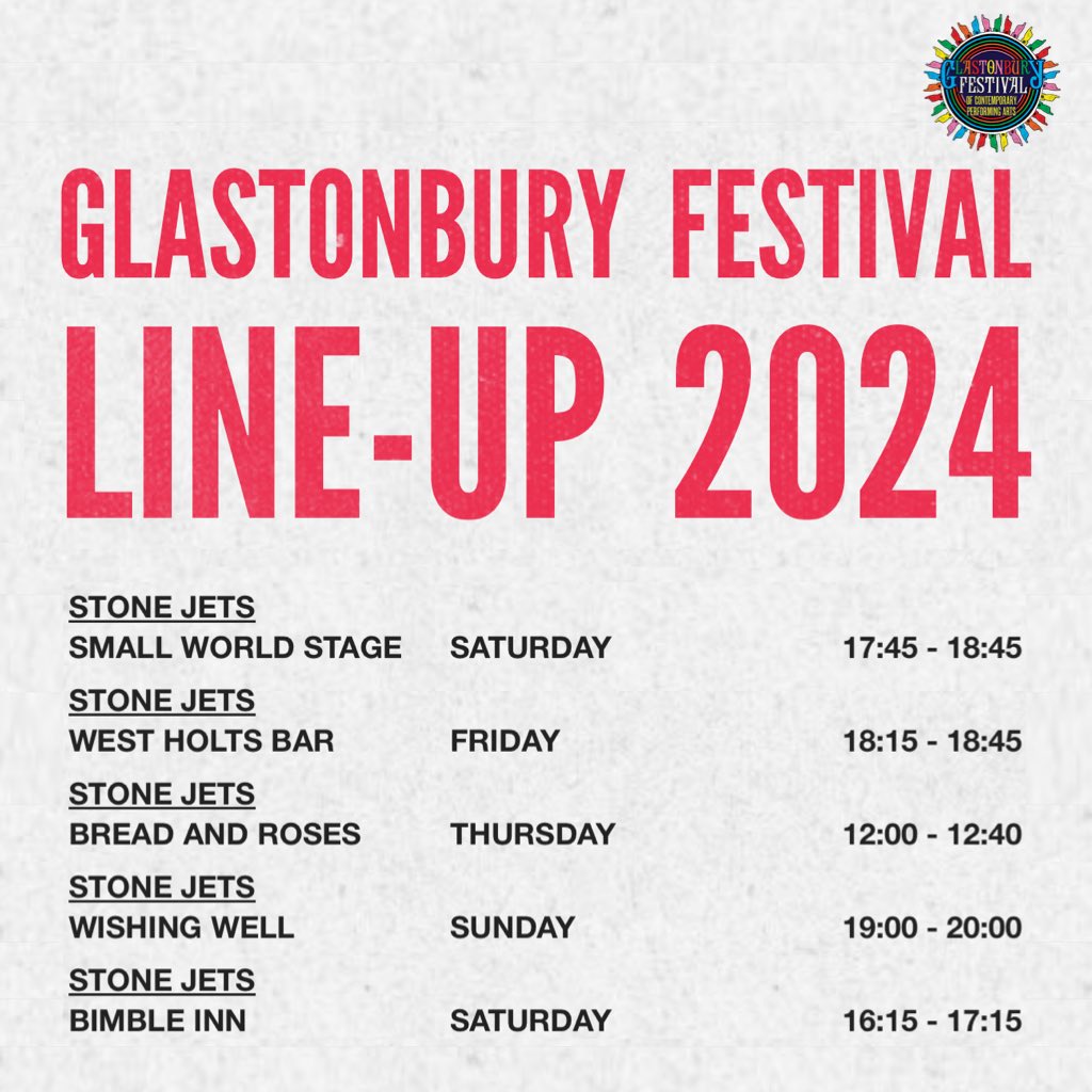 Going to <a href="/glastonbury/">Glastonbury Festival</a> ?!? We will see you there. This is where we will be performing 🥳.

Cannot wait💥
