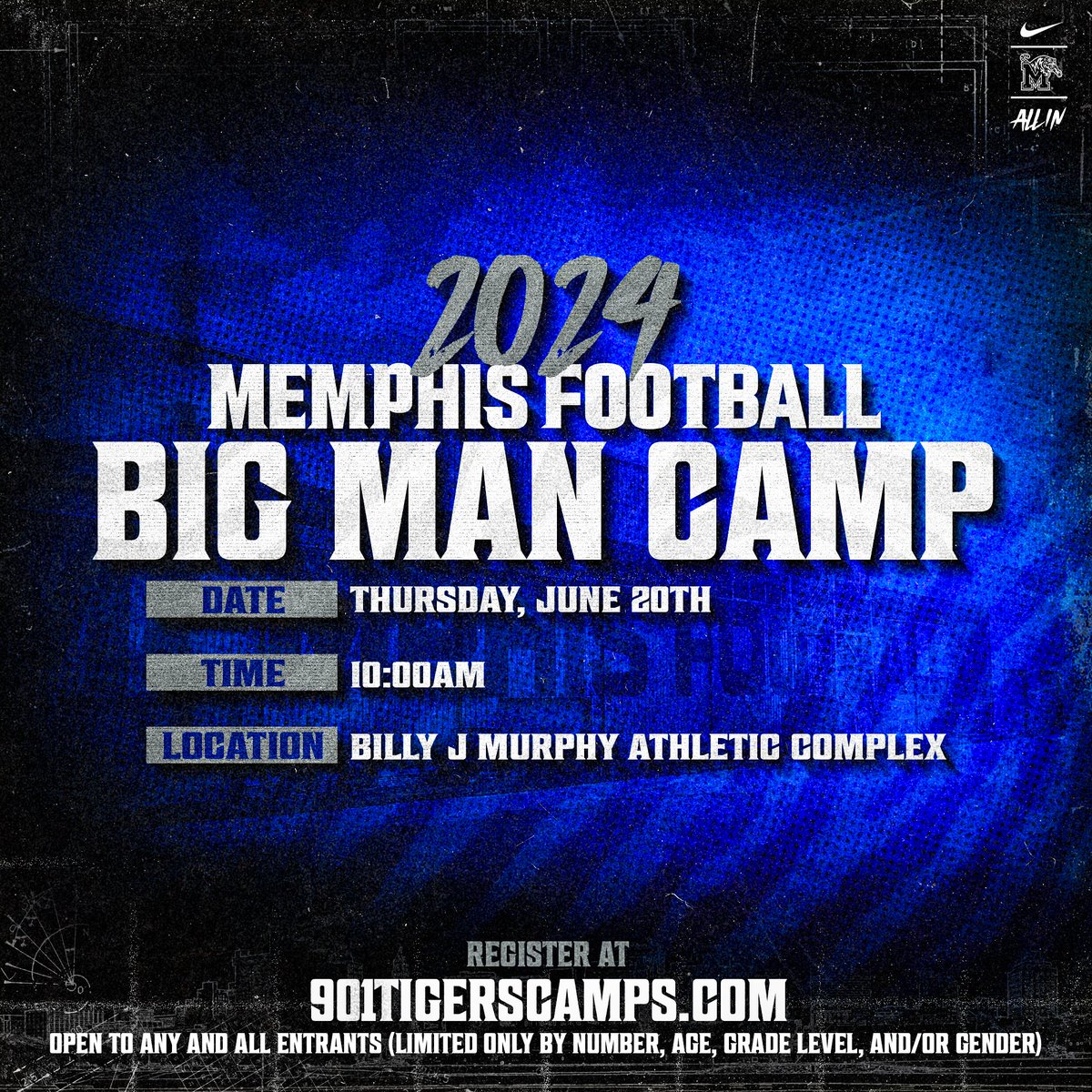 Calling all the ones who dominate the trenches 😤💪
Sign up below for our Big Man Camp ⬇️

#ALLIN | #GoTigersGo

📎 901tigerscamps.com