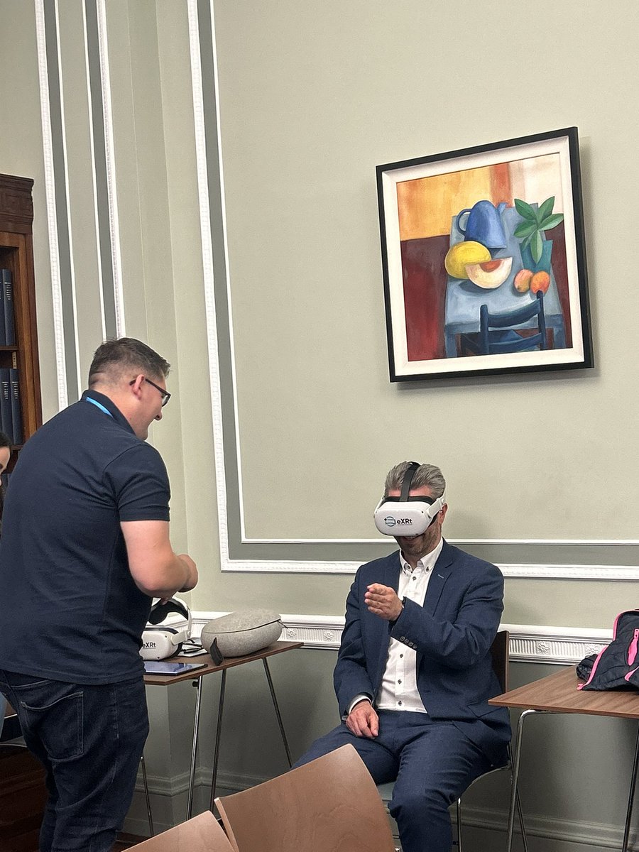 RCOTPolicyNI's tweet photo. Great to be at the All Party Group on Stroke today. Fantastic presentation from @emsdunn_dunn on the use of virtual reality for stroke patients and great support from the @BelfastTrust dream team ππ»ππΌ #TeamOT I think @PaulaJaneB and @DannyDonnelly1 enjoyed using the VR headsets! https://t.co/ZkNKJHXGJN