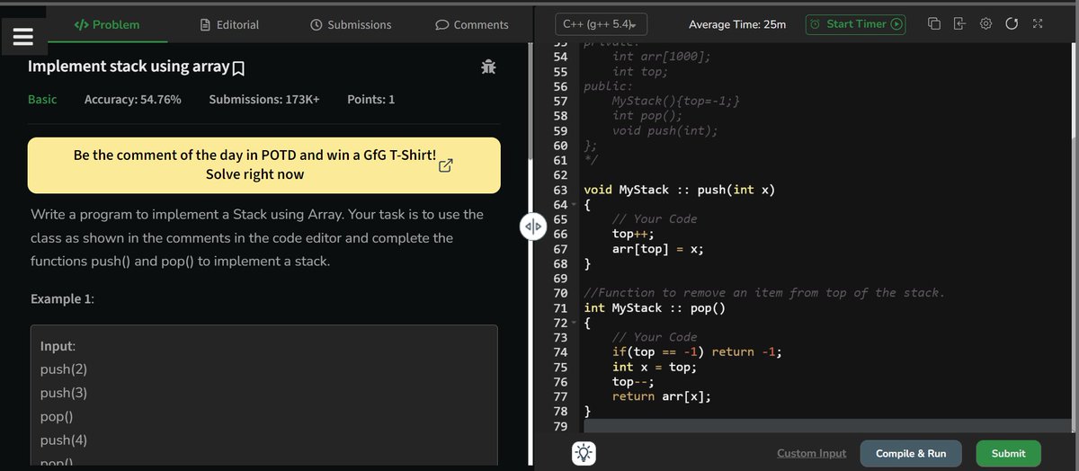 rjeetgupta's tweet image. Day 22 of #100dayscoding
I explored stacks and queues. I studied their definitions, purposes, advantages, and disadvantages. Tackled stack/queue implementation using arrays and learned to implement stacks using queues & queues using stacks. Thanks @striver_79 for #strivera2zdsa