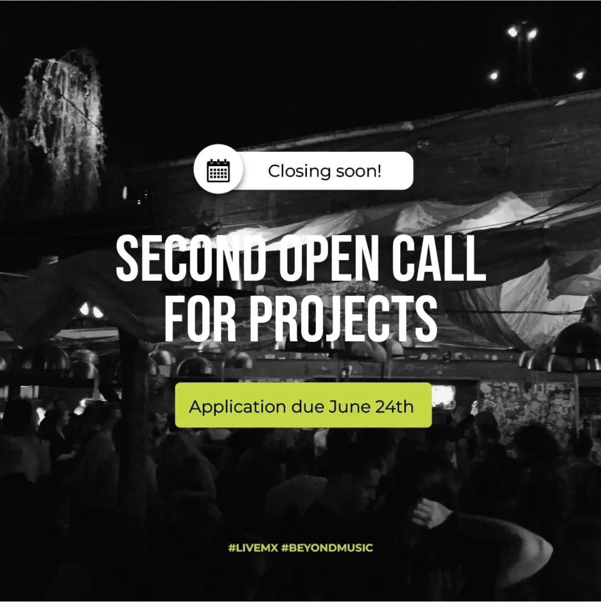 ⏰ Time is running out! The Second Open Call for Projects is closing soon!

Make sure to submit your application before June 24th 23:59 CET!  Don't miss your chance - livemx.eu
