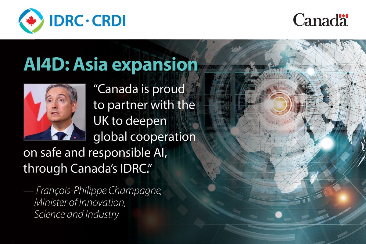 IDRC | CRDI (@idrc_crdi) on Twitter photo Announced at the #G7: IDRC is expanding <a href="/AI4Dev/">Artificial Intelligence for Development</a> to low and middle-income countries in the Indo-Pacific! bit.ly/4eozHOh
💡Evidence for #Responsible #AI = Maximizing the rewards and minimizing the risks.💡
<a href="/IDRCinAsia/">IDRC in Asia</a> <a href="/Sida/">Sida</a> <a href="/ISED_CA/">ISED</a> Announced at the #G7: IDRC is expanding <a href="/AI4Dev/">Artificial Intelligence for Development</a> to low and middle-income countries in the Indo-Pacific! bit.ly/4eozHOh
💡Evidence for #Responsible #AI = Maximizing the rewards and minimizing the risks.💡
<a href="/IDRCinAsia/">IDRC in Asia</a> <a href="/Sida/">Sida</a> <a href="/ISED_CA/">ISED</a>