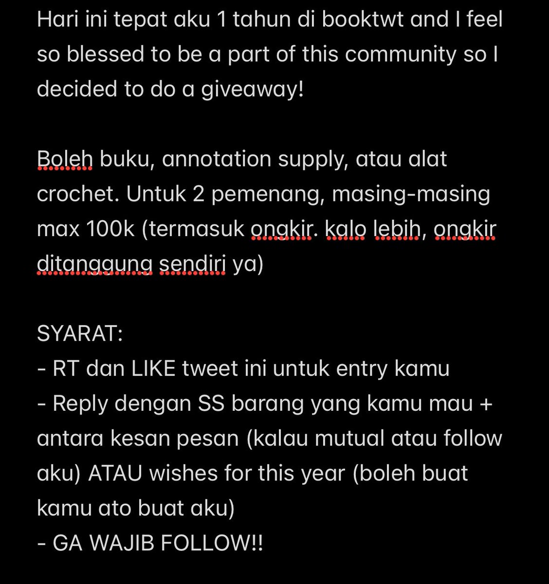 🌙 GIVEAWAY ALERT 🌙

Tolong dibaca baik-baik ya syaratnya di foto.

GA ends 19 June, 20.00

Best of luck 🥰