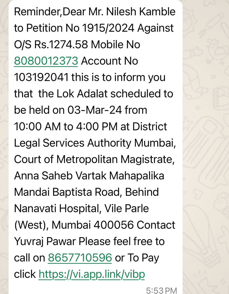 <a href="/ViCustomerCare/">Vi Customer Care</a> <a href="/ViBusinessIndia/">Vi Business India</a> 
Receiving unsolicited calls for payment recovery of unpaid bills by a third party not known to me. Your dumb recovery agents are idiots who don’t understand that I am not that person. Getting 20-30calls a day. This is sheer goondaism!
