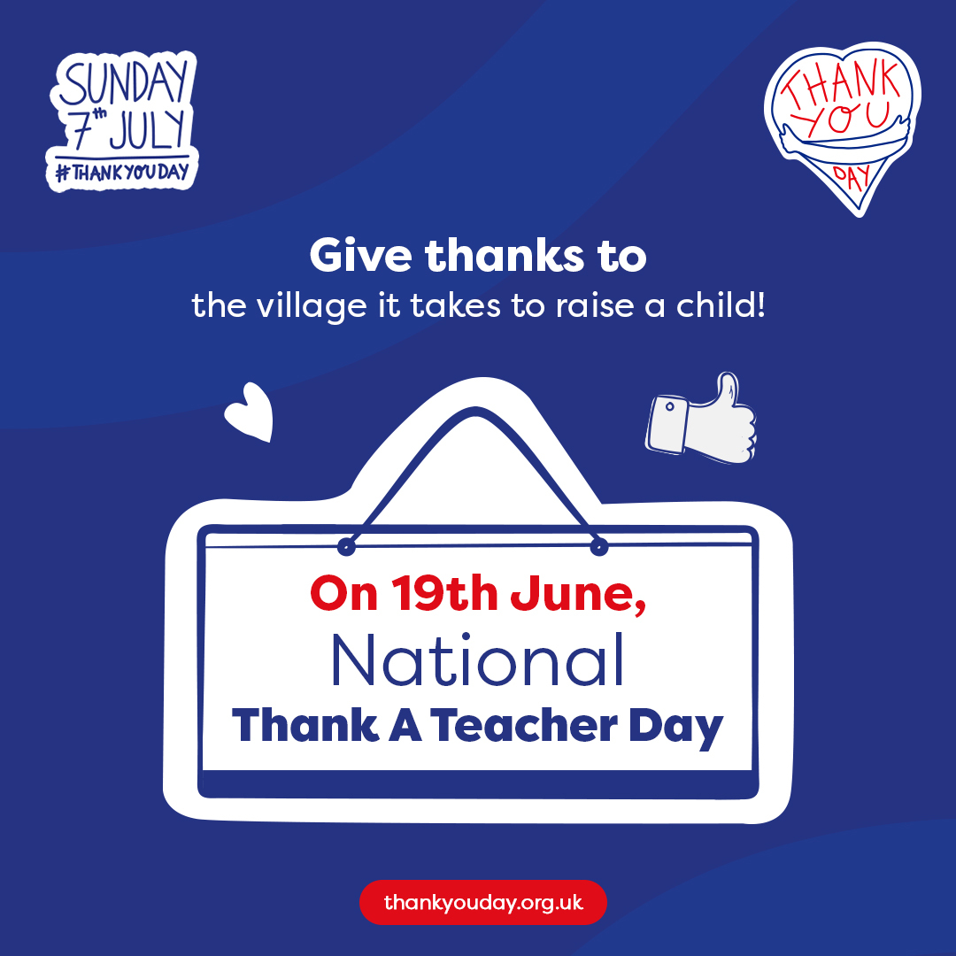 Thank You Day (@thankyouday_) on Twitter photo Celebrate educators on National Thank A Teacher Day, Wednesday, June 19th! It's the perfect day to celebrate all those who make our schools thrive.
<a href="/UKThankATeacher/">Thank a Teacher UK</a>
Get involved: bit.ly/X-TYD
#ThankYouDay #NationalThankATeacherDay #uk #volunteer Celebrate educators on National Thank A Teacher Day, Wednesday, June 19th! It's the perfect day to celebrate all those who make our schools thrive.
<a href="/UKThankATeacher/">Thank a Teacher UK</a>
Get involved: bit.ly/X-TYD
#ThankYouDay #NationalThankATeacherDay #uk #volunteer