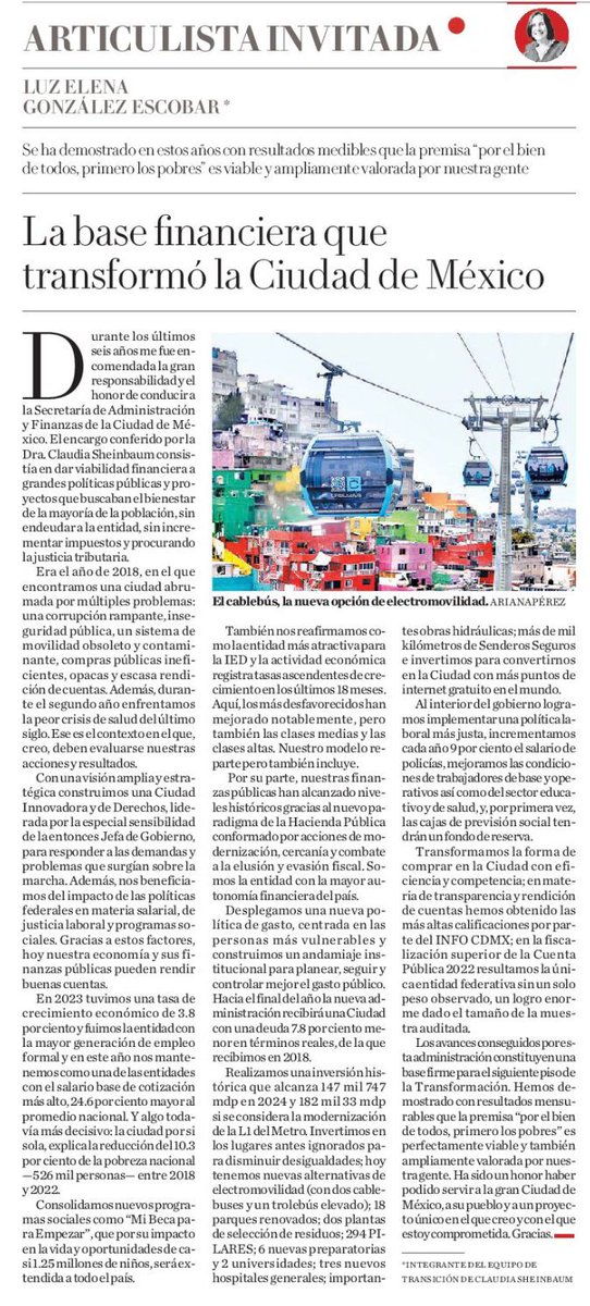 LuzElena_GE's tweet photo. Comparto mi artículo de hoy en @Milenio: "La base financiera que transformó la Ciudad de México"

https://t.co/FTgIB7Tcwy https://t.co/wrsZX4jNk9