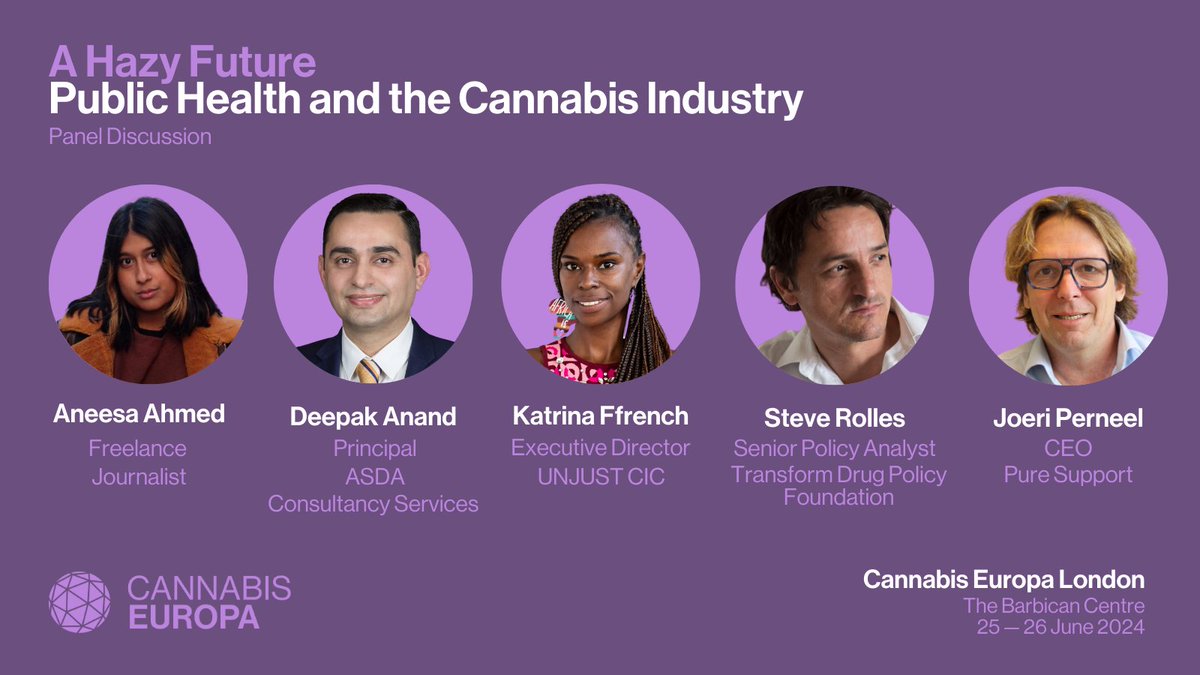 Public Health and the Cannabis Industry 🗣

◦ Aneesa Ahmed - Journalist
◦ Deepak Anand - ASDA Consultancy Services
◦ Katrina Ffrench - UNJUST CIC
◦ Steve Rolles - Transform Drug Policy Foundation
◦ Joeeri Perneel - Pure Support

🎟️eu1.hubs.ly/H09G3Gf0 #CE2024