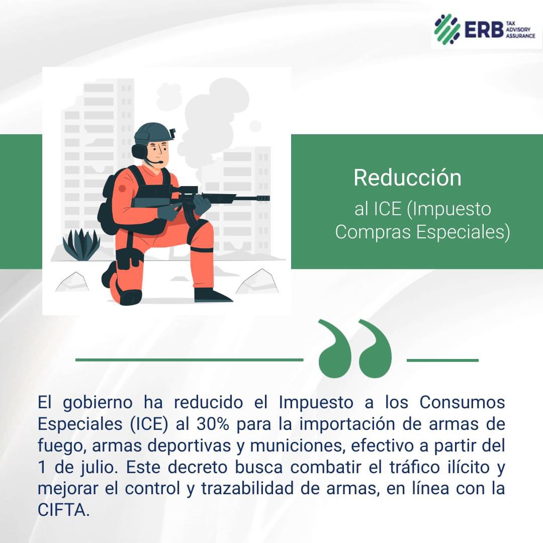 esrobross's tweet photo. 📢 ¡Importante anuncio fiscal! 🚨

El gobierno ha reducido el Impuesto a los Consumos Especiales (ICE) al 30% para la importación de armas de fuego, armas deportivas y municiones, efectivo a partir del 1 de julio. Este decreto busca combatir el tráfico ilícito de armas https://t.co/7HJYopOkxf