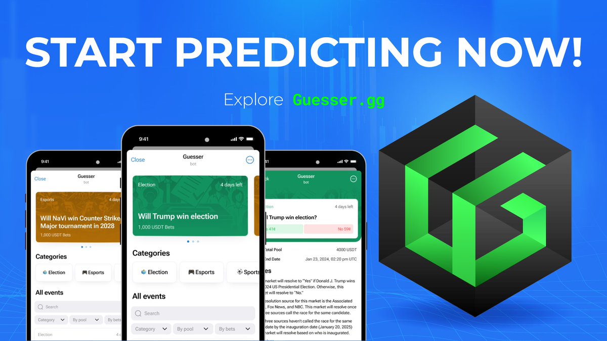 TG20 Official (@tg20_official) on Twitter photo 🎮 Today, We’ll Explain How to Play <a href="/guessergg/">Guesser.gg</a> !
1️⃣ Choose Your Market: Explore a variety of exciting topics and discover your niche.
2️⃣ Make Your Prediction: Confident about what's coming? Place your bet using $TGRAM.
3️⃣ Track the Outcome: Follow the events in real time.
4️⃣ 🎮 Today, We’ll Explain How to Play <a href="/guessergg/">Guesser.gg</a> !
1️⃣ Choose Your Market: Explore a variety of exciting topics and discover your niche.
2️⃣ Make Your Prediction: Confident about what's coming? Place your bet using $TGRAM.
3️⃣ Track the Outcome: Follow the events in real time.
4️⃣