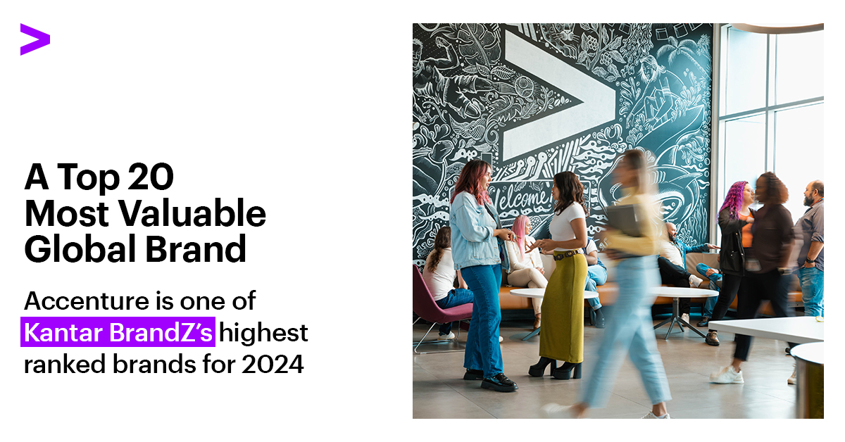 We work at the heart of change at <a href="/Accenture/">Accenture</a>—and a #20 position on the #KantarBrandZ Most Valuable Global Brands demonstrates our value. See how we put reinvention to work together with our clients, partners, and people: accntu.re/3xlPAo7 #Accenture