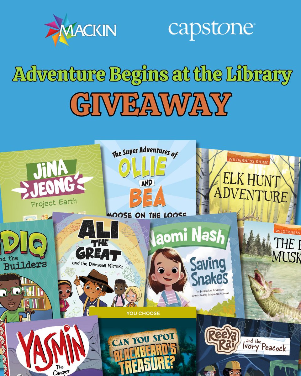Mackin Educational Resources (@mackinlibrary) on Twitter photo Adventure Begins at the Library! To celebrate summer reading, we're teaming up with <a href="/CapstonePub/">Capstone 📚 💻 🌈</a> to give away 10 amazing books to 2 lucky winners! 📚
To enter:
- Follow <a href="/MackinLibrary/">Mackin Educational Resources</a> & <a href="/CapstonePub/">Capstone 📚 💻 🌈</a>
- Share this post
Ends 7/1. Find these books & more on Mackin.com! Adventure Begins at the Library! To celebrate summer reading, we're teaming up with <a href="/CapstonePub/">Capstone 📚 💻 🌈</a> to give away 10 amazing books to 2 lucky winners! 📚
To enter:
- Follow <a href="/MackinLibrary/">Mackin Educational Resources</a> & <a href="/CapstonePub/">Capstone 📚 💻 🌈</a>
- Share this post
Ends 7/1. Find these books & more on Mackin.com!