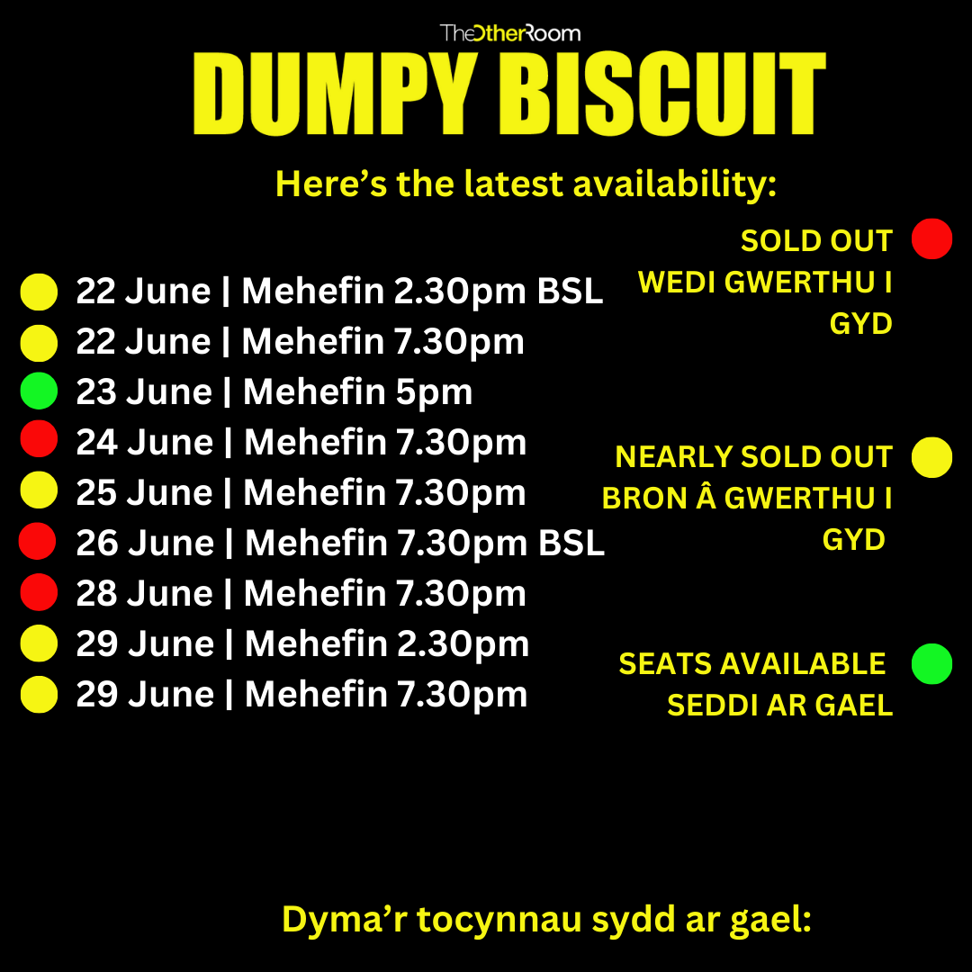 We have had a blast on this fiercely funny show. We have been overwhelmed by the everyone’s response to it.

Here’s our availability for the last few dates:
DUMPY BISCUIT 🍪
The New Plaza, Port Talbot

ticketsource.co.uk/otherroomtheat…
1/2