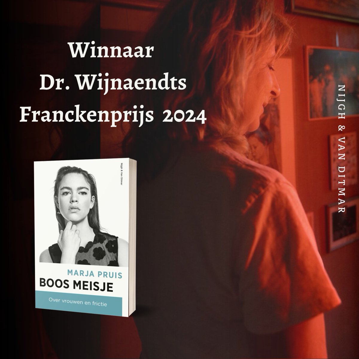 Marja Pruis wint met 𝘉𝘰𝘰𝘴 𝘮𝘦𝘪𝘴𝘫𝘦 de Dr. Wynaendts Franckenprijs!

Uit het juryrapport: ‘Pruis, de ‘Grote Vriendelijke Schrijfster’ tegen wil en dank, weet daardoor oude en nieuwe lezers, evenals jongere generaties critici te inspireren.’
