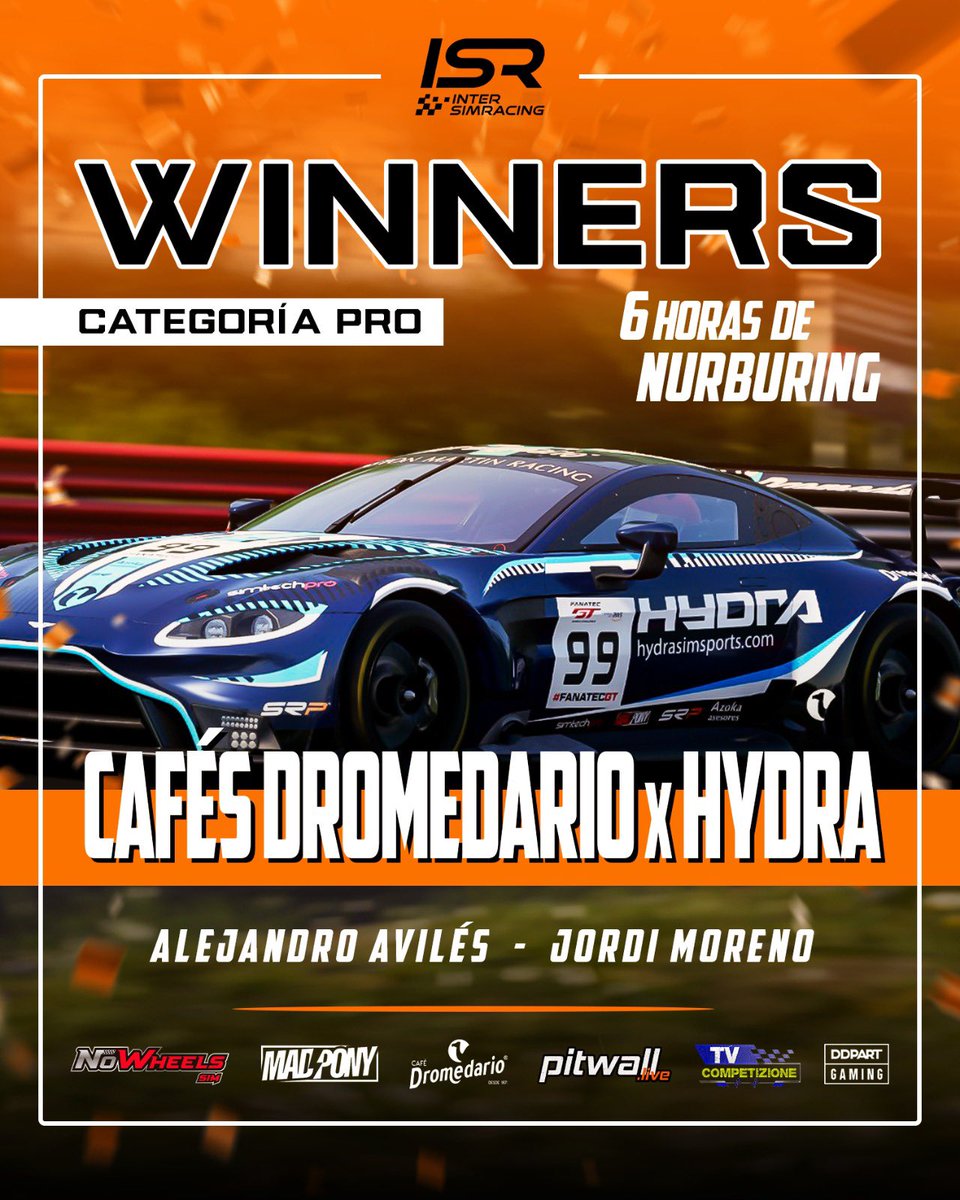6H de Nordschleife 

Cafés Dromedario x Hydra son los ganadores de las 6 horas en la última carrera de la temporada 2024

#ISR | #6hNurburing | #simracing