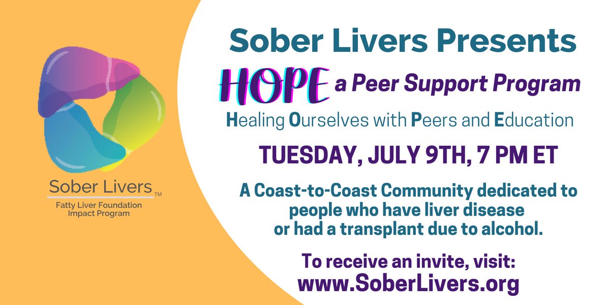 Sober Livers (@soberlivers) on Twitter photo 🌟 Exciting news! #HOPEProgram™ is a community for people with iver disease/transplant due to alcohol ! Join us for virtual support meetings, expert talks, and more. Let's navigate #liverhealth together. 
Sign up at soberlivers.org! 
#LiverTwitter #cirrhosis #ALD #AUD 🌟 Exciting news! #HOPEProgram™ is a community for people with iver disease/transplant due to alcohol ! Join us for virtual support meetings, expert talks, and more. Let's navigate #liverhealth together. 
Sign up at soberlivers.org! 
#LiverTwitter #cirrhosis #ALD #AUD