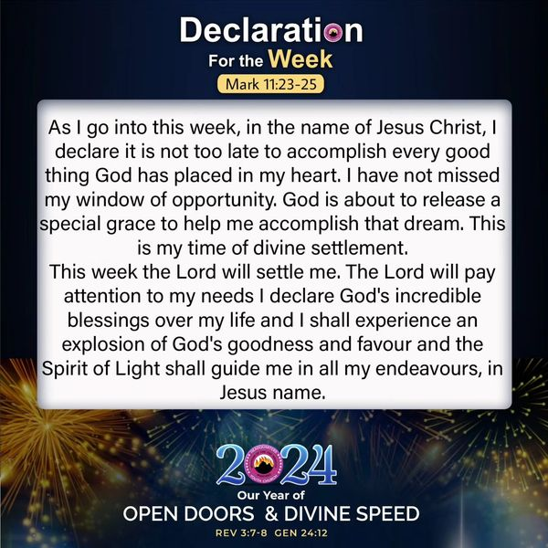 mfmintlhqyouth's tweet photo. Declaration For The Week (16/06 - 22/06) 2024

PLEASE DECLARE THIS EVERY MORNING BEFORE STEPPING OUT OF YOUR HOUSE THIS WEEK

#DeclarationForTheWeek
#MfmIntlHqYouth
#ThePlaceOfHisGreaterGlory https://t.co/VobTliIYiK