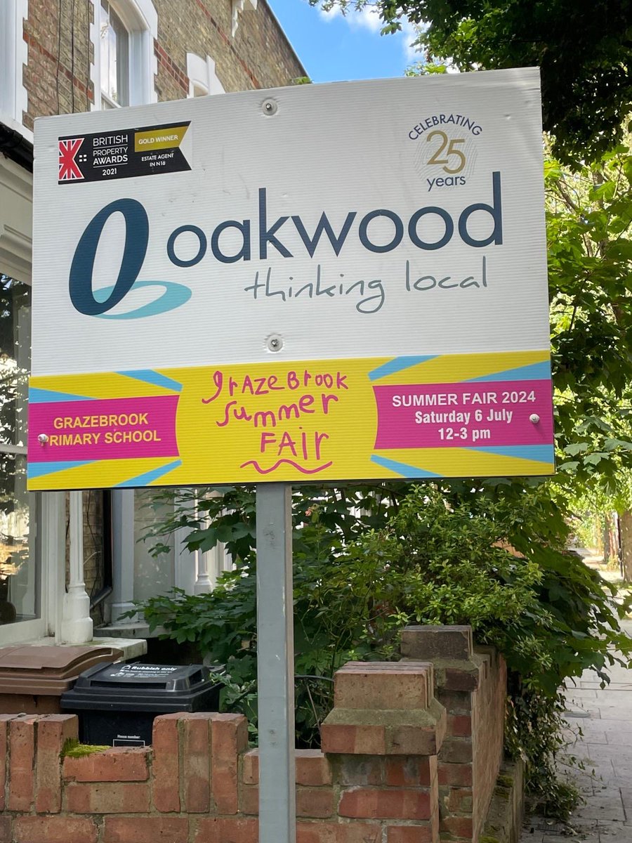 A huge thank you to <a href="/OakwoodN16/">Oakwood Estate Agents</a> for being one of our Summer Fair sponsors! Just 3 weeks to go - hope to see you there! ❤️