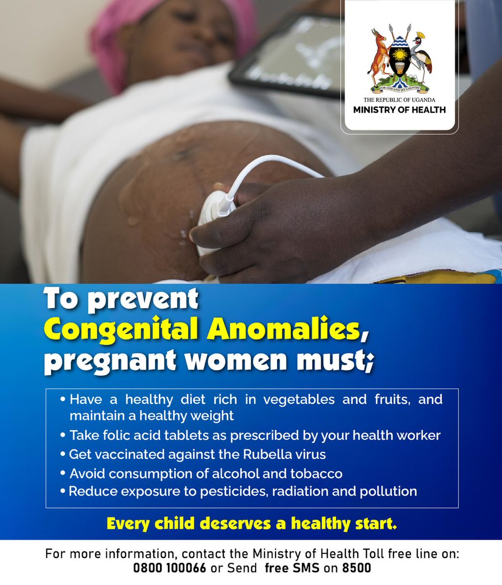 We all have a responsibility to save our children from getting congenital abnormalities. 
All pregnant women should attend antenatal visits as early as possible, preferably in the first 3 months of pregnancy.
