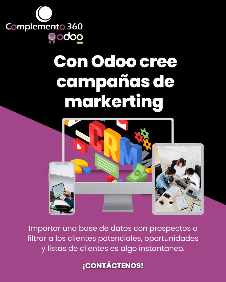 complemento360's tweet image. 🎯 ¡Tome el control de sus campañas de marketing con @Odoo! 🎯 Odoo es la solución #ERP y #CRM perfecta para gestionar y optimizar sus estrategias de marketing. Desde la planificación y ejecución de campañas hasta el análisis de resultados ¡Contáctenos ! complemento360.odoo.com