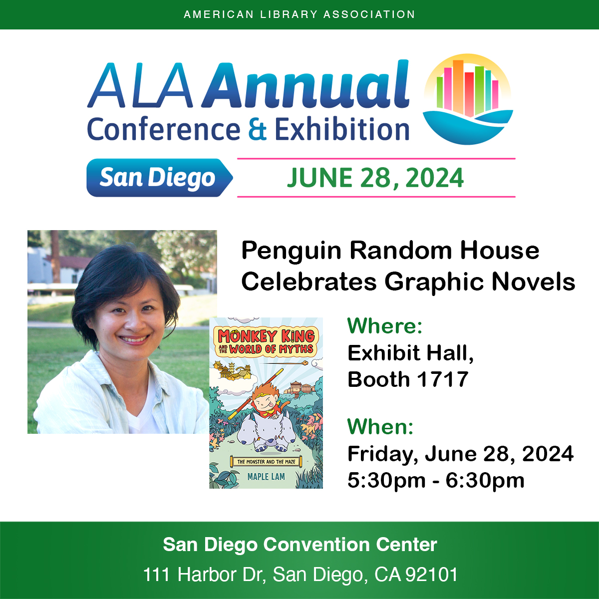 Hello friends! I will be at ALA San Diego on June 28 (Friday) at Exhibit Hall, Booth 1717 from 5:30pm to 6:30pm. Come say hello! I would love to meet you!

#ALA #ALA2024 #MonkeyKing