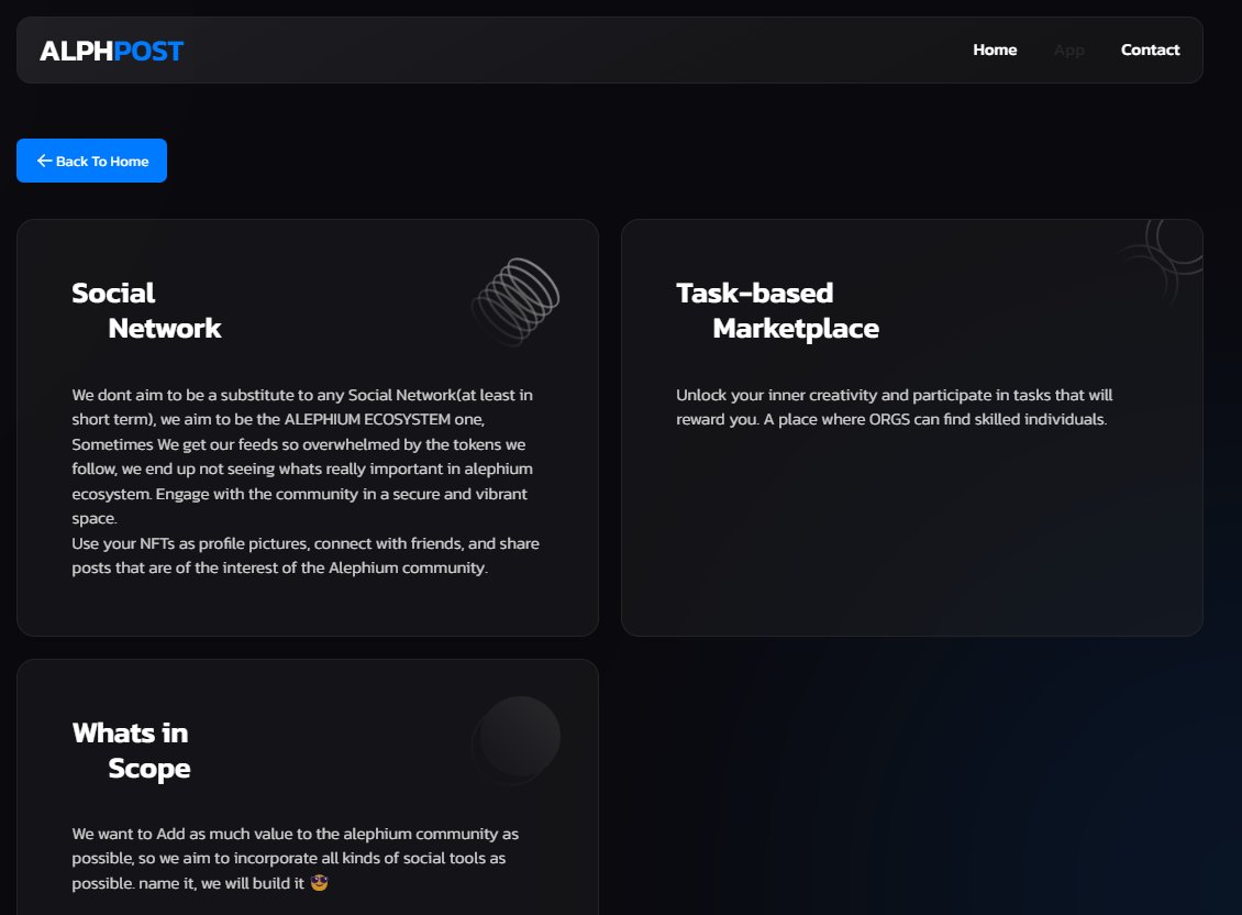 kira_alephium's tweet image. Discover @alphpost  – The Future of Social Networking &amp;amp; Marketplaces on @alephium ecosystem 🚀

Let me explain you What are the unique features of the @alphpost  app?

Quick intro:

  @alphpost  is revolutionary platform combining the power of social networking with innovative…
