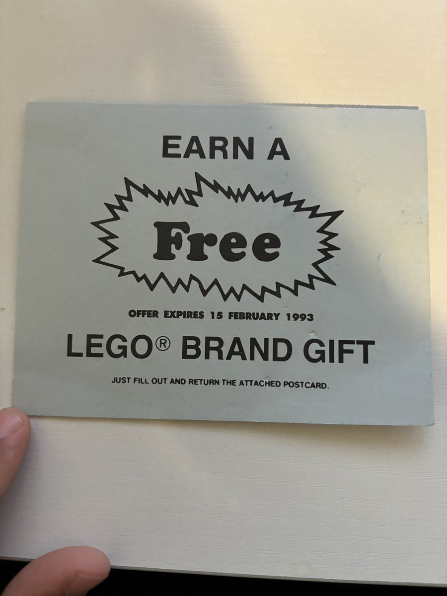 DannyJCohen's tweet photo. Hey @LEGO_Group I know I’m a little late (over 20 years) - if I fill it out, can I still get my free gift? https://t.co/qdDZpU87VF