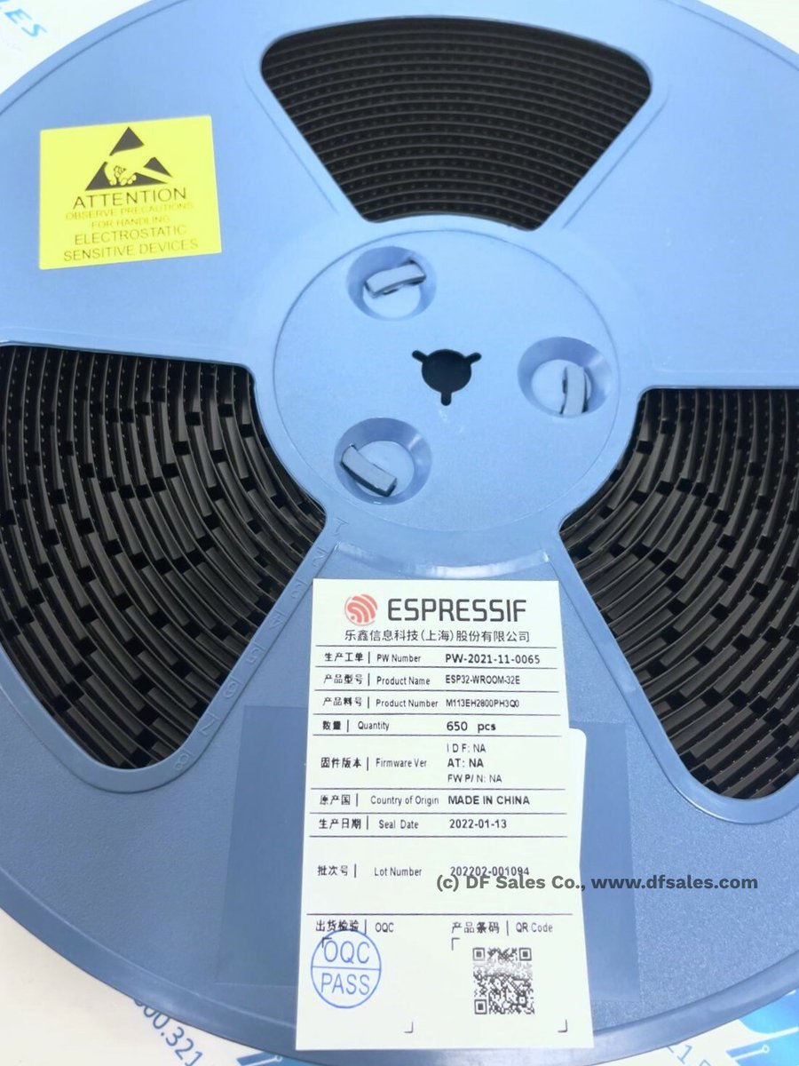 dfsalesco's tweet image. ESP32-WROOM-32E
WLAN+BT #Module 2412MHz to 2484MHz 47-Pin
#Multiprotocol Modules SMD
#DFSALESCO has 1,891 pcs #realstock #USA 
dfsales.com/ic/esp32-wroom…
#ESPRESSIF #SiliconValley