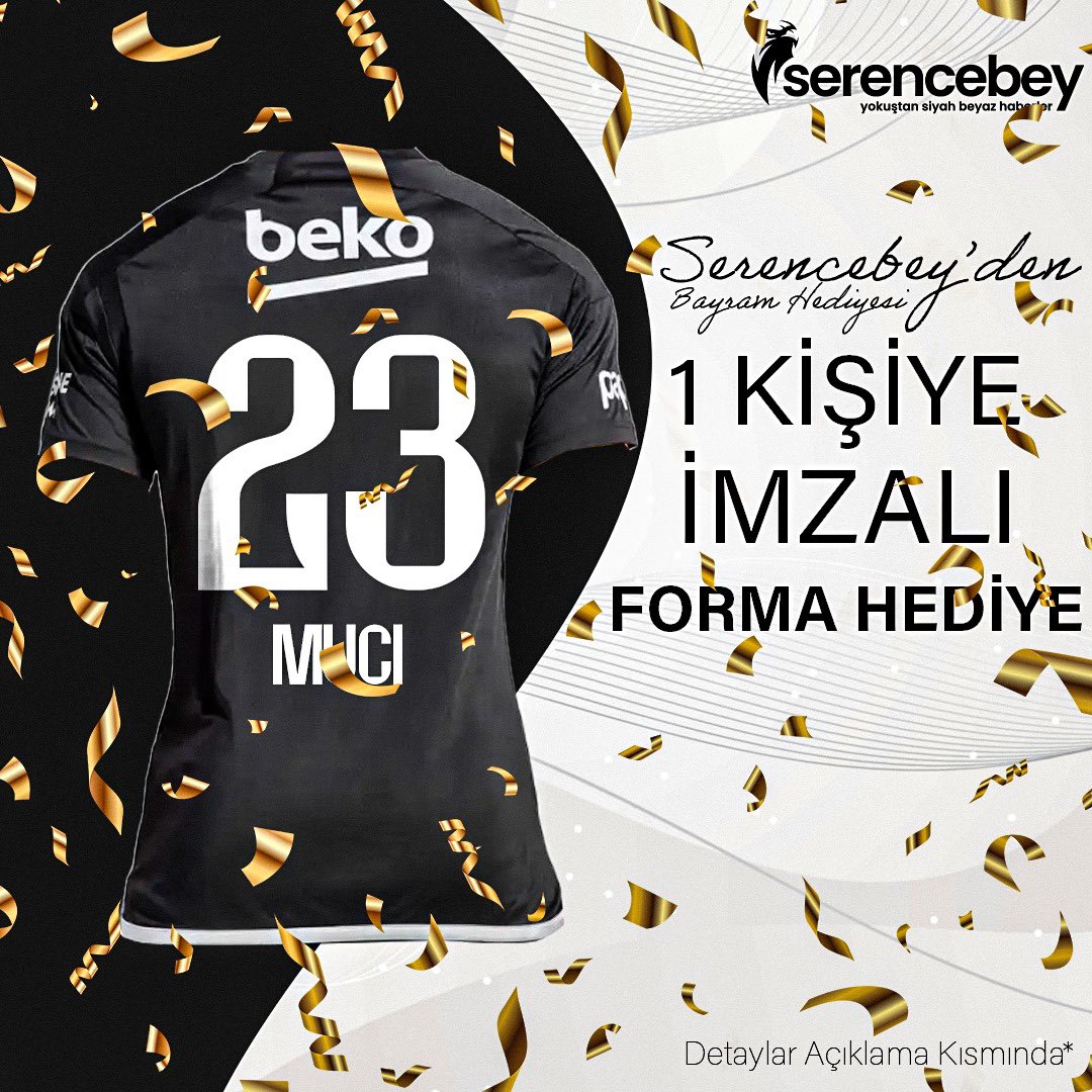 Bir şanslı kardeşimize de bayram hediyesi de ben vereyim.

Beşiktaş’ımızın yıldız oyuncusu Ernest Muçi forması hem de tüm takım imzalı! 

Yapmanız gerekenler <a href="/srncbycom/">Serencebey</a>’u takip edip bu twiti rt fav etmeniz ve twitin altına <a href="/srncbycom/">Serencebey</a> takibe aldığınızı belirtmeniz.

Kazanan